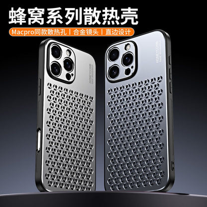 iPhone 16-13 metal hollow phone case new style heat dissipation and anti-fall protection