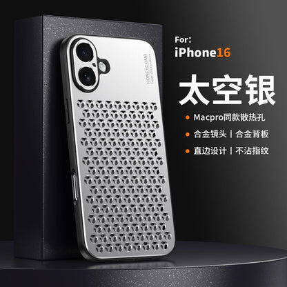 iPhone 16-13 metal hollow phone case new style heat dissipation and anti-fall protection