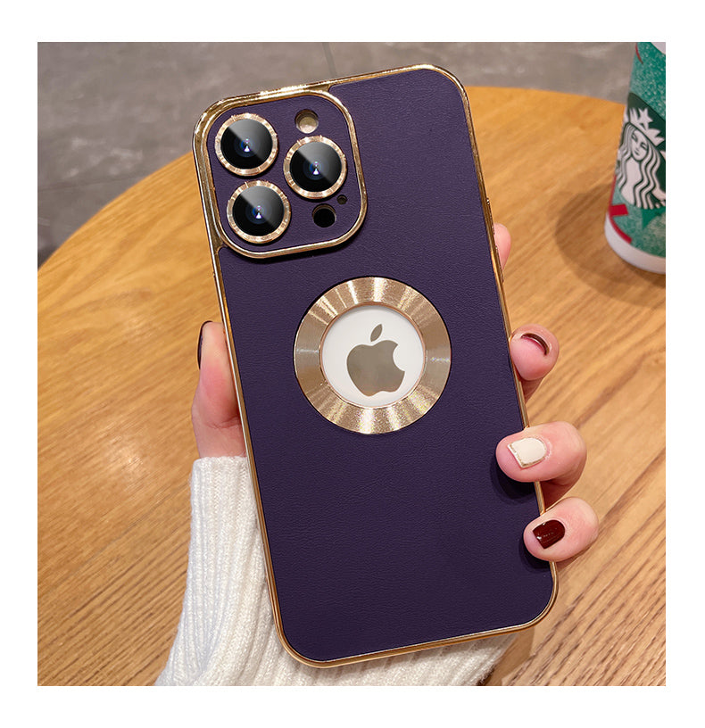 Leather Texture iPhone Case With Camera Protector