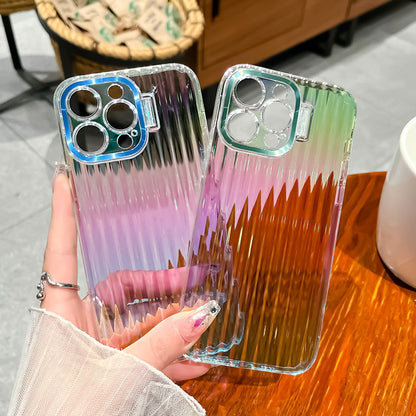 جراب هاتف iPhone بحامل غير مرئي من Aurora Laser Graident مع واقي عدسة 