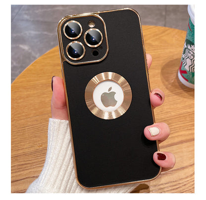 Leather Texture iPhone Case With Camera Protector