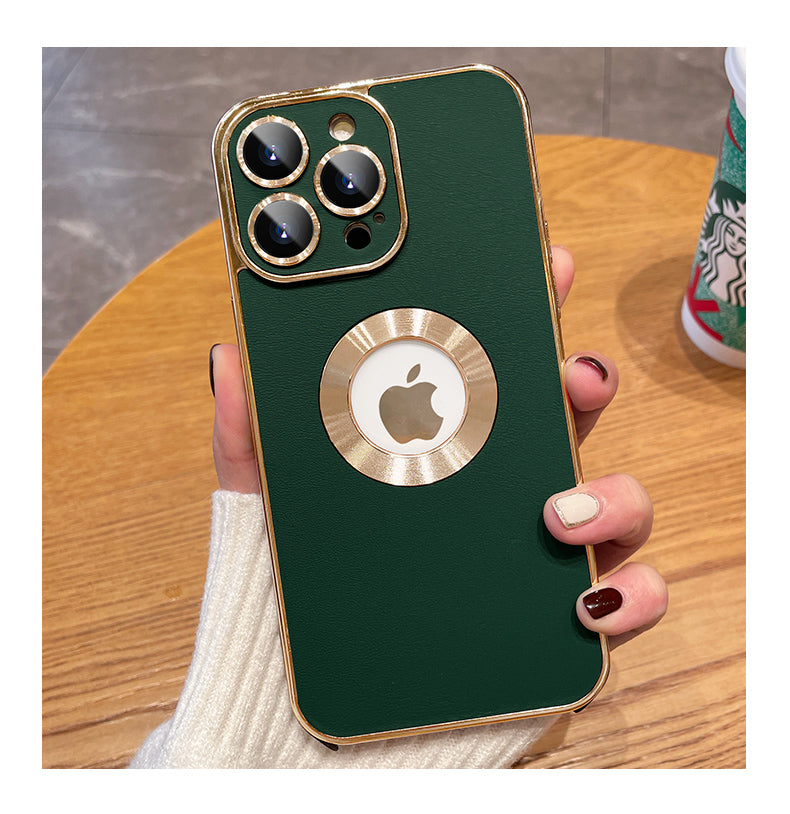 Leather Texture iPhone Case With Camera Protector