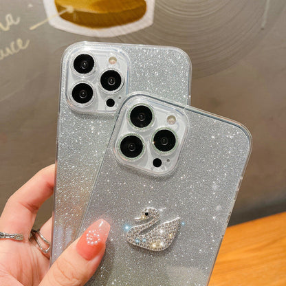 غطاء آيفون بتصميم بجعة جميلة متدرجة الألوان 