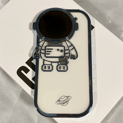 3D Astronaut Lens Protector Kickstand iPhone Case