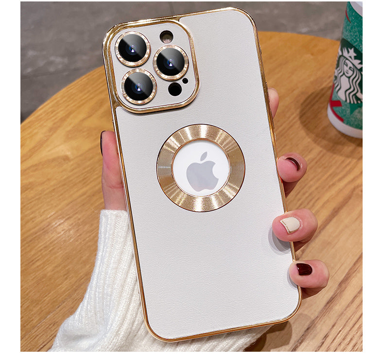 Leather Texture iPhone Case With Camera Protector