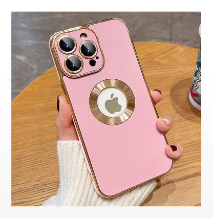 Leather Texture iPhone Case With Camera Protector