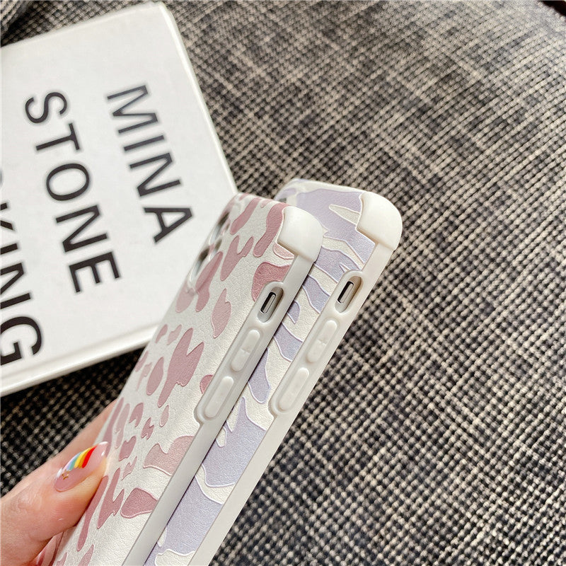 غطاء آيفون من جلد الغنم المنقوش بنقشة حمار وحشي