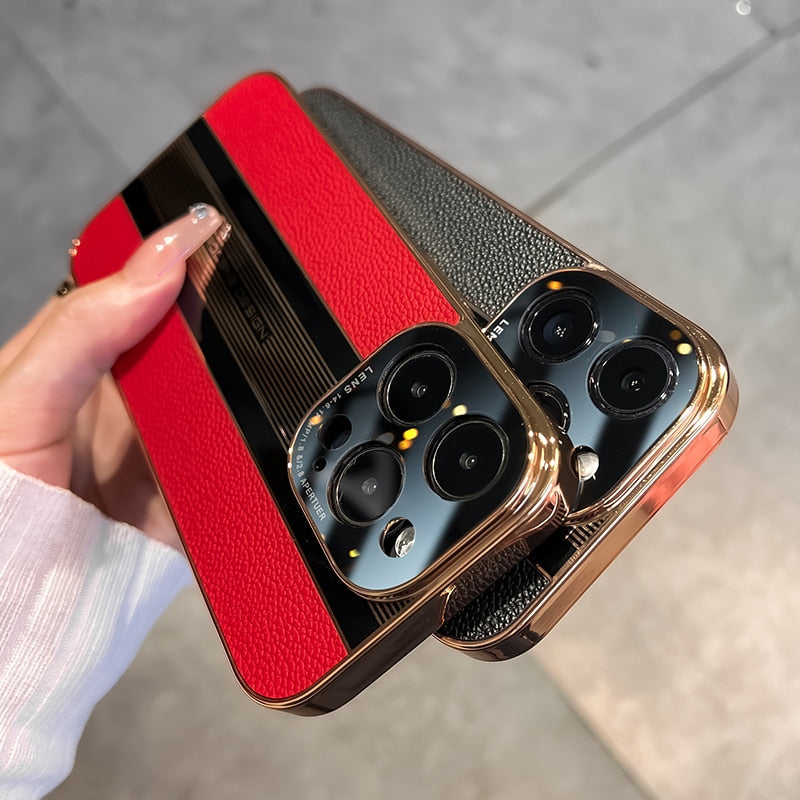 Acrylic & Leather Full Protection Case for iPhone