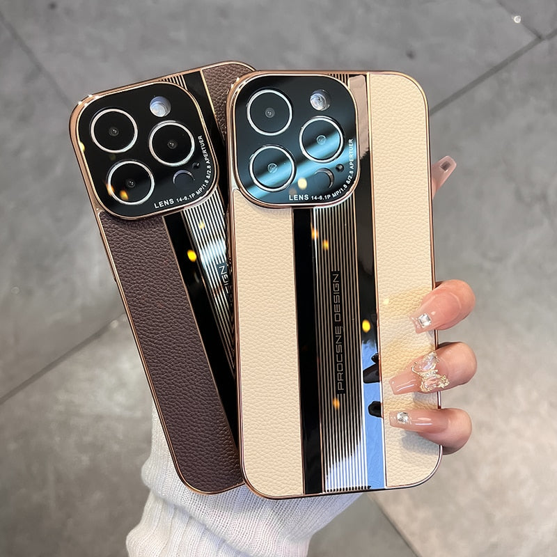 Acrylic & Leather Full Protection Case for iPhone