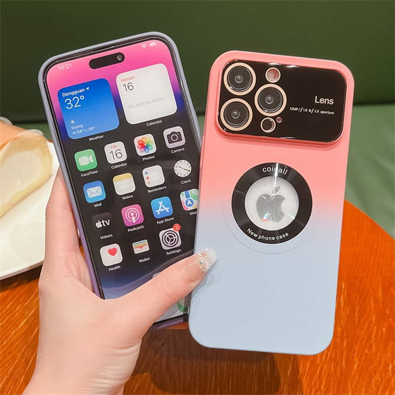 Large Window Camera Protection Gradient Color Case For iPhone