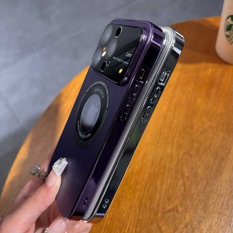 غطاء مغناطيسي شامل لهاتف iPhone 15-11، مُجمد، للنظارات. تصميم فاخر وبسيط. 