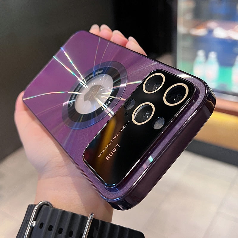 جراب ماج سيف أورورا مع ثقب الشعار لجهاز iPhone