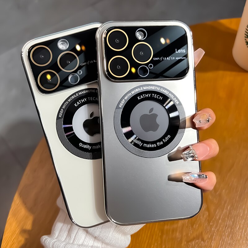 غطاء مغناطيسي شامل لهاتف iPhone 15-11، مُجمد، للنظارات. تصميم فاخر وبسيط. 