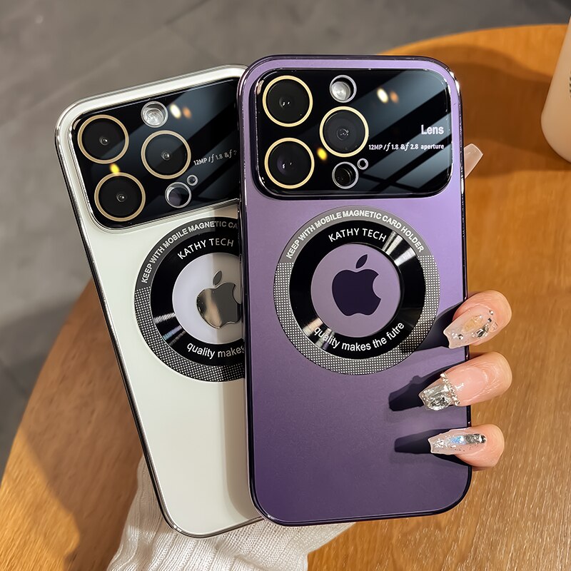 غطاء مغناطيسي شامل لهاتف iPhone 15-11، مُجمد، للنظارات. تصميم فاخر وبسيط. 