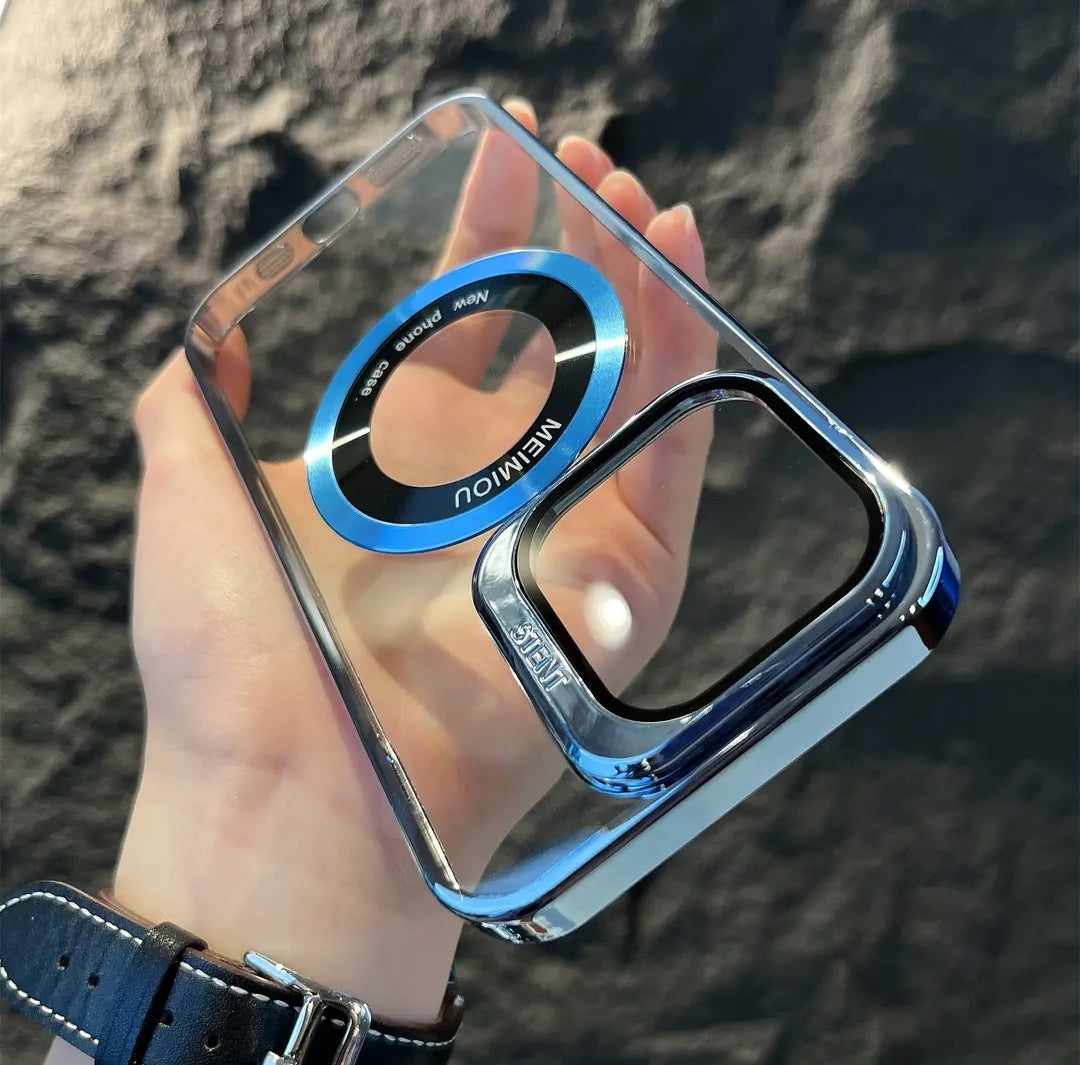 (3-in-1) Hidden Kickstand, Magsafing & Lens Protector Clear iPhone Case