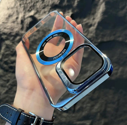 (3-in-1) Hidden Kickstand, Magsafing & Lens Protector Clear iPhone Case