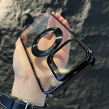 (3-in-1) Hidden Kickstand, Magsafing & Lens Protector Clear iPhone Case