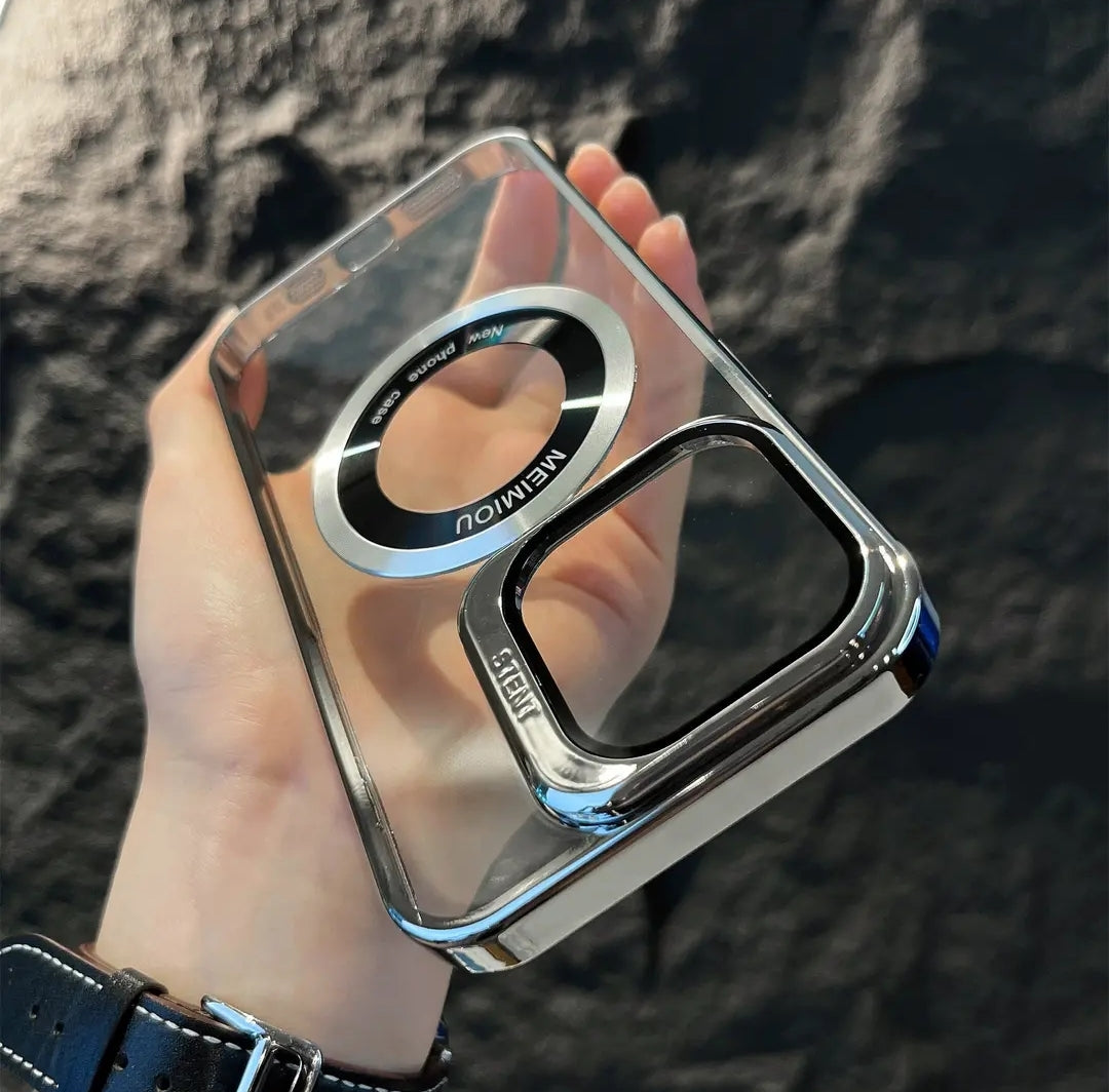 (3-in-1) Hidden Kickstand, Magsafing & Lens Protector Clear iPhone Case