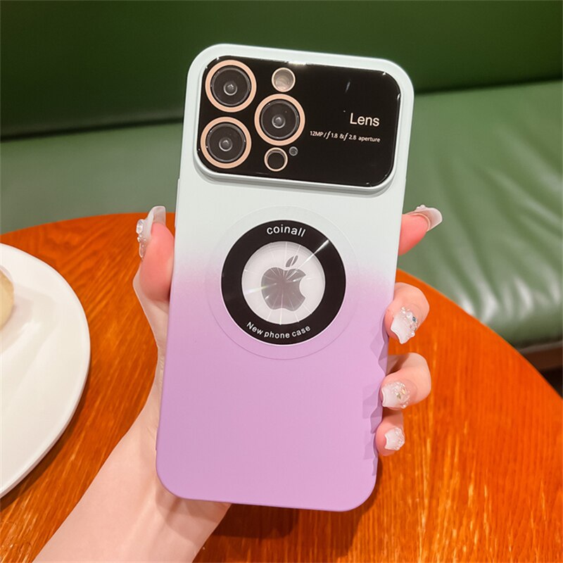 Large Window Camera Protection Gradient Color Case For iPhone