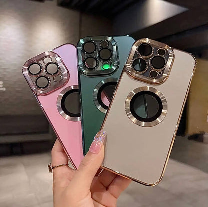 غطاء ناعم من السيليكون مطلي بالكهرباء مع شعار MagSafe 