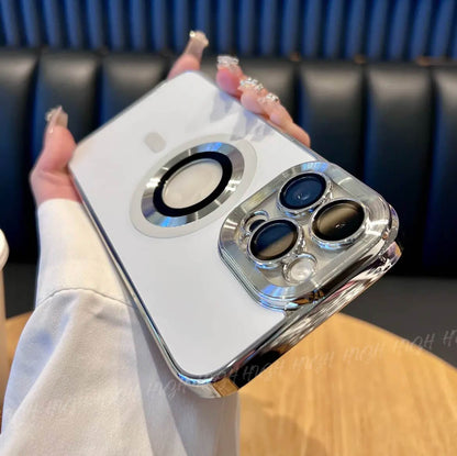 غطاء ناعم من السيليكون مطلي بالكهرباء مع شعار MagSafe 