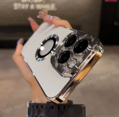 غطاء ناعم من السيليكون مطلي بالكهرباء مع شعار MagSafe 