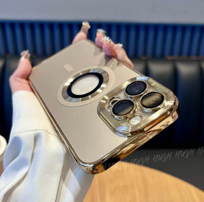 غطاء ناعم من السيليكون مطلي بالكهرباء مع شعار MagSafe 